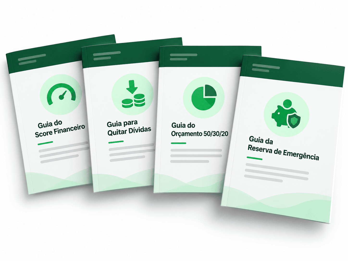 Os 4 PDFs de resumo do OrganiZ: Score, Método Avalanche, Regra 50/30/20 e Reserva de Emergência