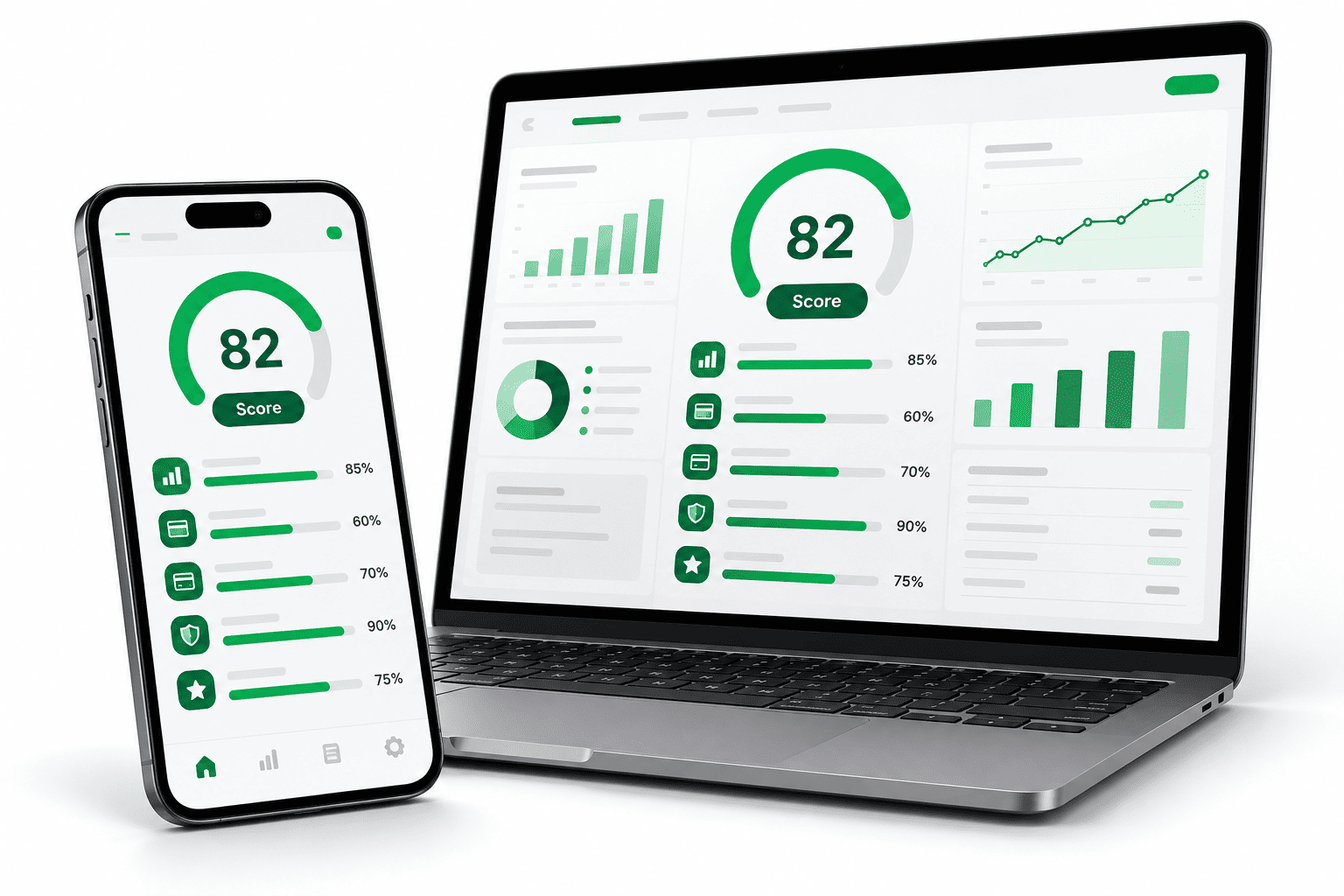 Planilha de diagnóstico OrganiZ aberta no celular e no computador, com o Score OrganiZ em destaque